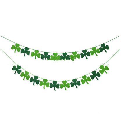 St. Patrick's Day Four Leaf Clover Lrish Festival Party Felt Banner Pull Flag