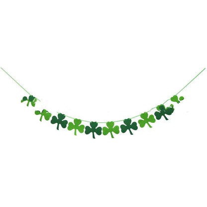 St. Patrick's Day Four Leaf Clover Lrish Festival Party Felt Banner Pull Flag