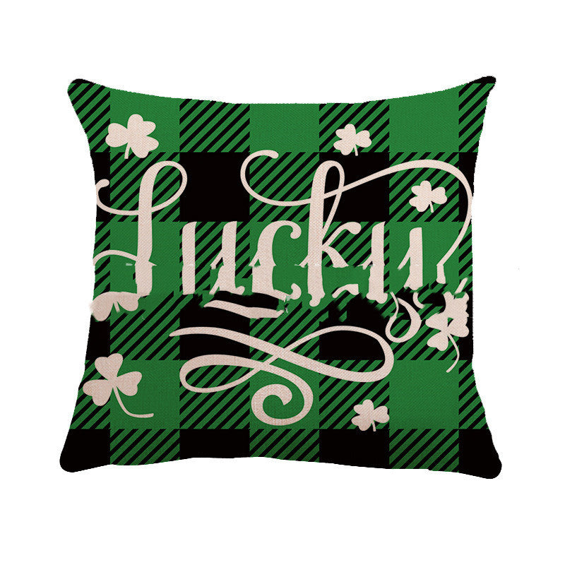 Irish Clover Linen Throw Pillow - St. Patrick's Day Home Decor Cushion
