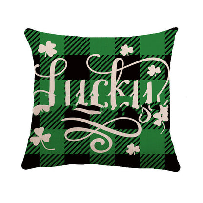 Irish Clover Linen Throw Pillow - St. Patrick's Day Home Decor Cushion