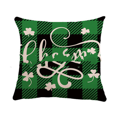Irish Clover Linen Throw Pillow - St. Patrick's Day Home Decor Cushion