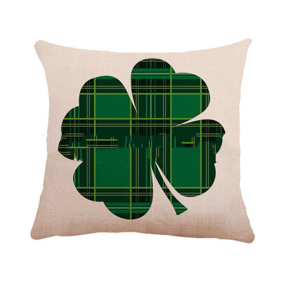 Irish Clover Linen Throw Pillow - St. Patrick's Day Home Decor Cushion
