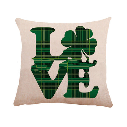 Irish Clover Linen Throw Pillow - St. Patrick's Day Home Decor Cushion
