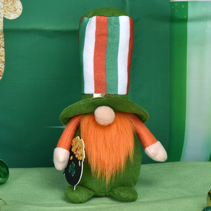 Irish Striped Faceless Gnome Doll - St. Patrick's Day Leprechaun Decoration