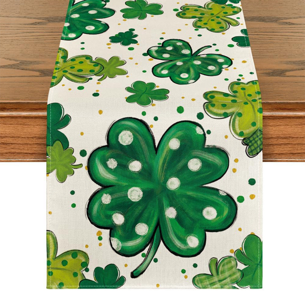Lucky Four-Leaf Clover Table Runner - St. Patrick's Day Tablecloth Decoration