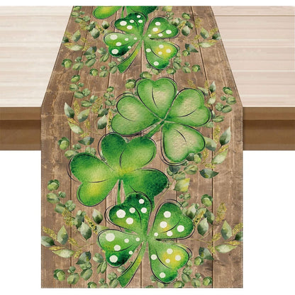 Lucky Four-Leaf Clover Table Runner - St. Patrick's Day Tablecloth Decoration