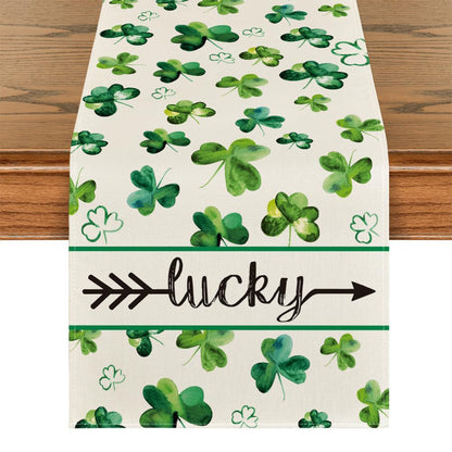 Lucky Four-Leaf Clover Table Runner - St. Patrick's Day Tablecloth Decoration