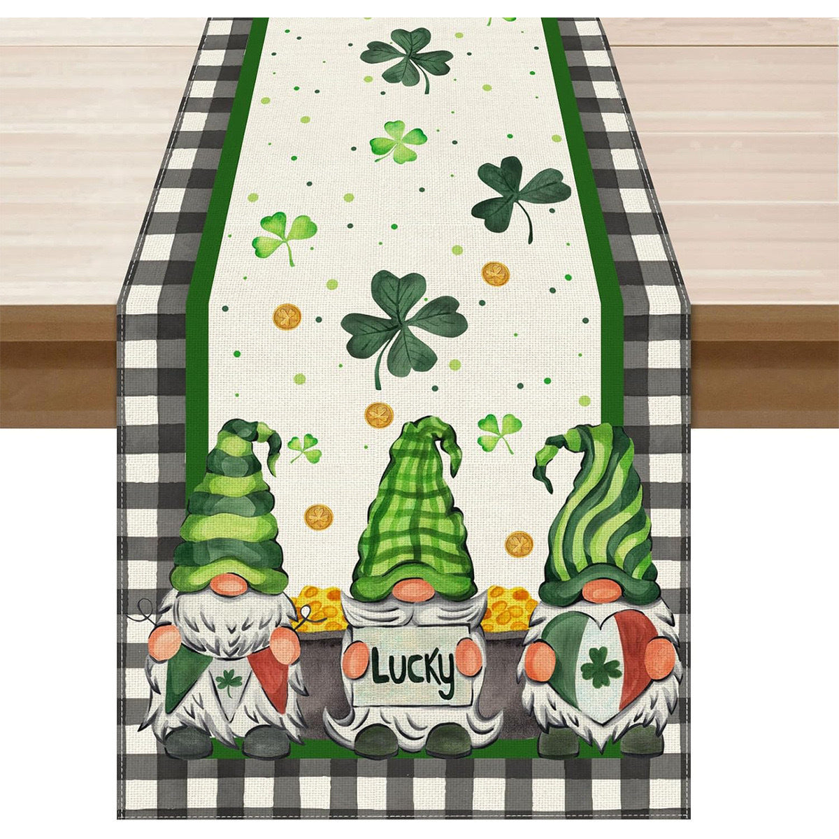 Lucky Four-Leaf Clover Table Runner - St. Patrick's Day Tablecloth Decoration