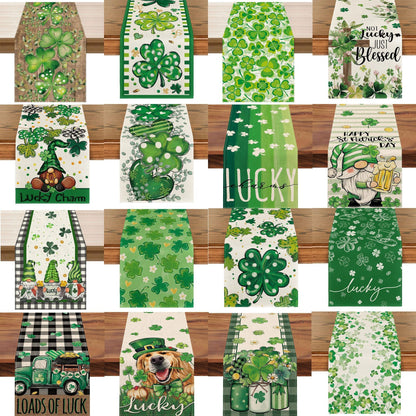 Lucky Four-Leaf Clover Table Runner - St. Patrick's Day Tablecloth Decoration