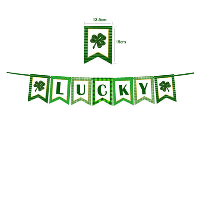 St. Patrick's Day Four Leaf Clover Lrish Festival Party Felt Banner Pull Flag
