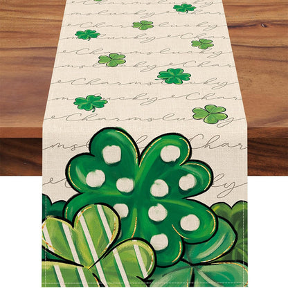 Lucky Four-Leaf Clover Table Runner - St. Patrick's Day Tablecloth Decoration