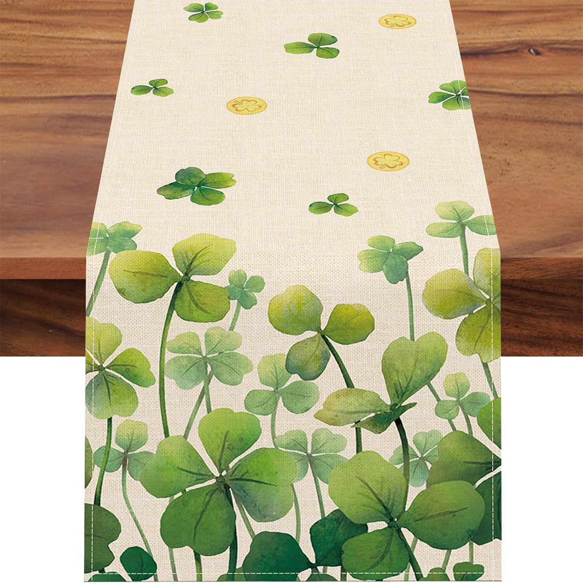 Lucky Four-Leaf Clover Table Runner - St. Patrick's Day Tablecloth Decoration