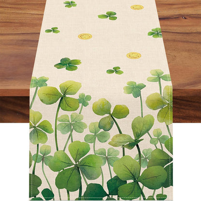 Lucky Four-Leaf Clover Table Runner - St. Patrick's Day Tablecloth Decoration