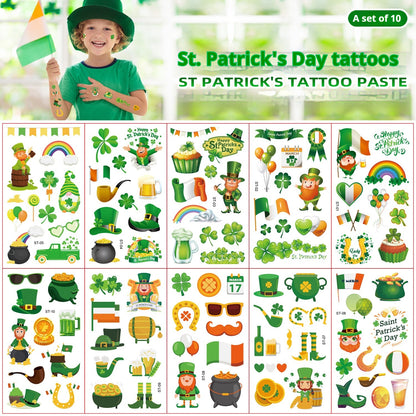 Kids St. Patrick's Day Temporary Tattoos - Fun Irish Cartoon Party Stickers