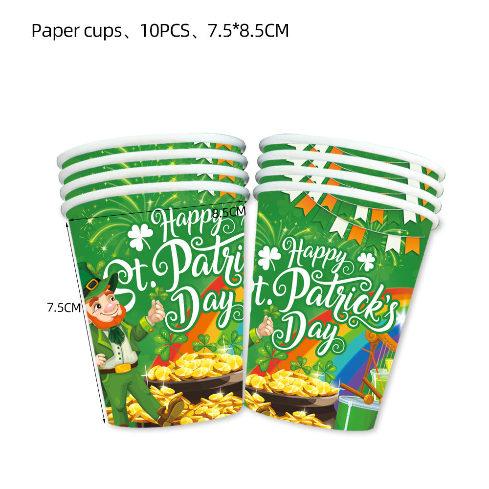Complete St. Patrick's Day Party Kit - Lucky Clover Hat, Banner, Cups & Plates