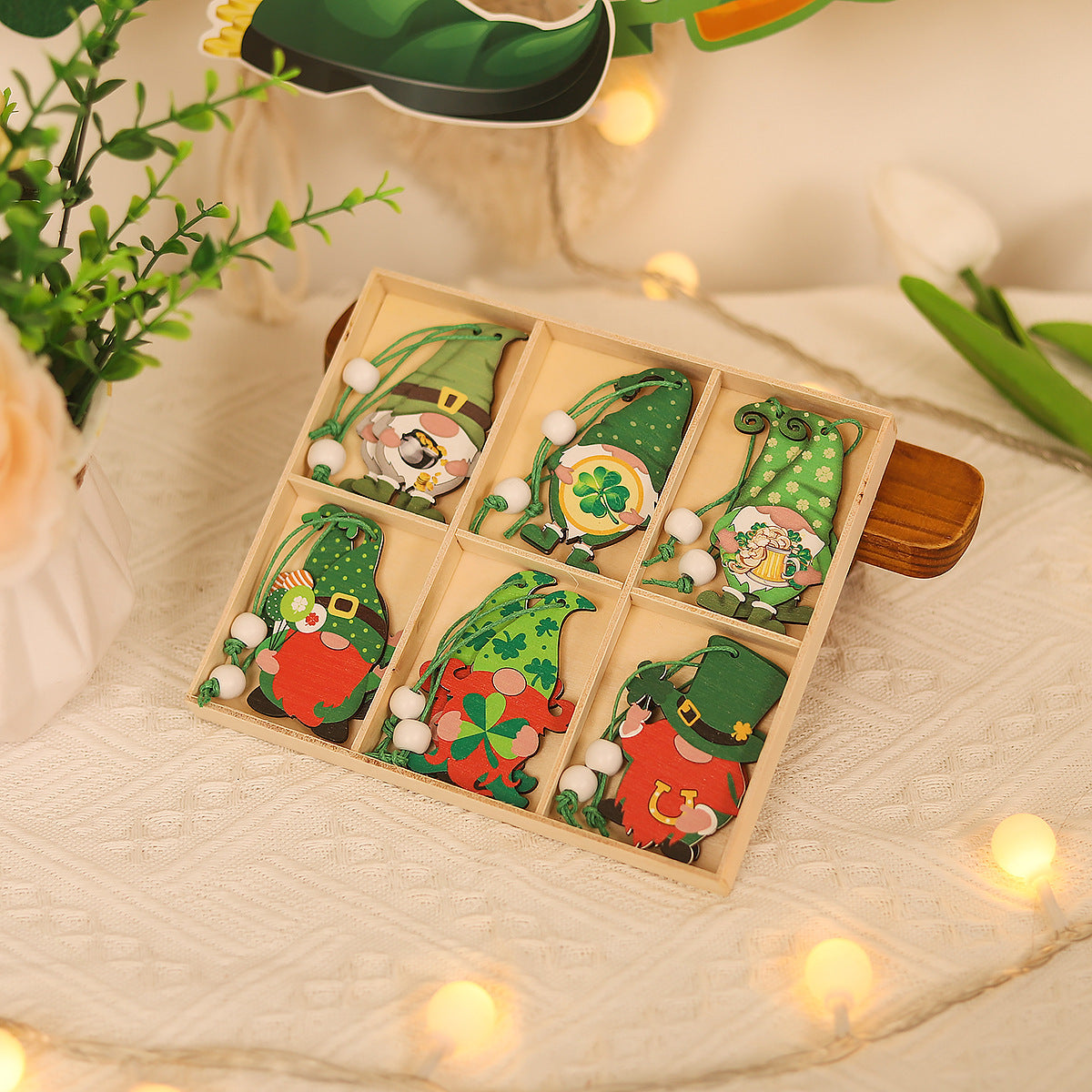 Wooden Leprechaun Hanging Decorations - Irish Festival St. Patrick's Day Ornaments