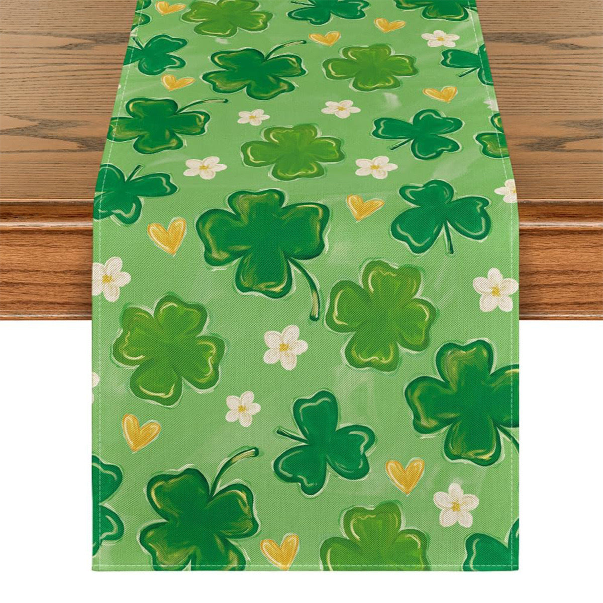 Lucky Four-Leaf Clover Table Runner - St. Patrick's Day Tablecloth Decoration