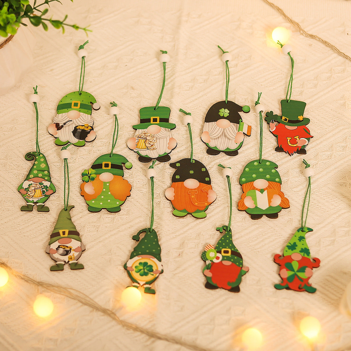 Wooden Leprechaun Hanging Decorations - Irish Festival St. Patrick's Day Ornaments