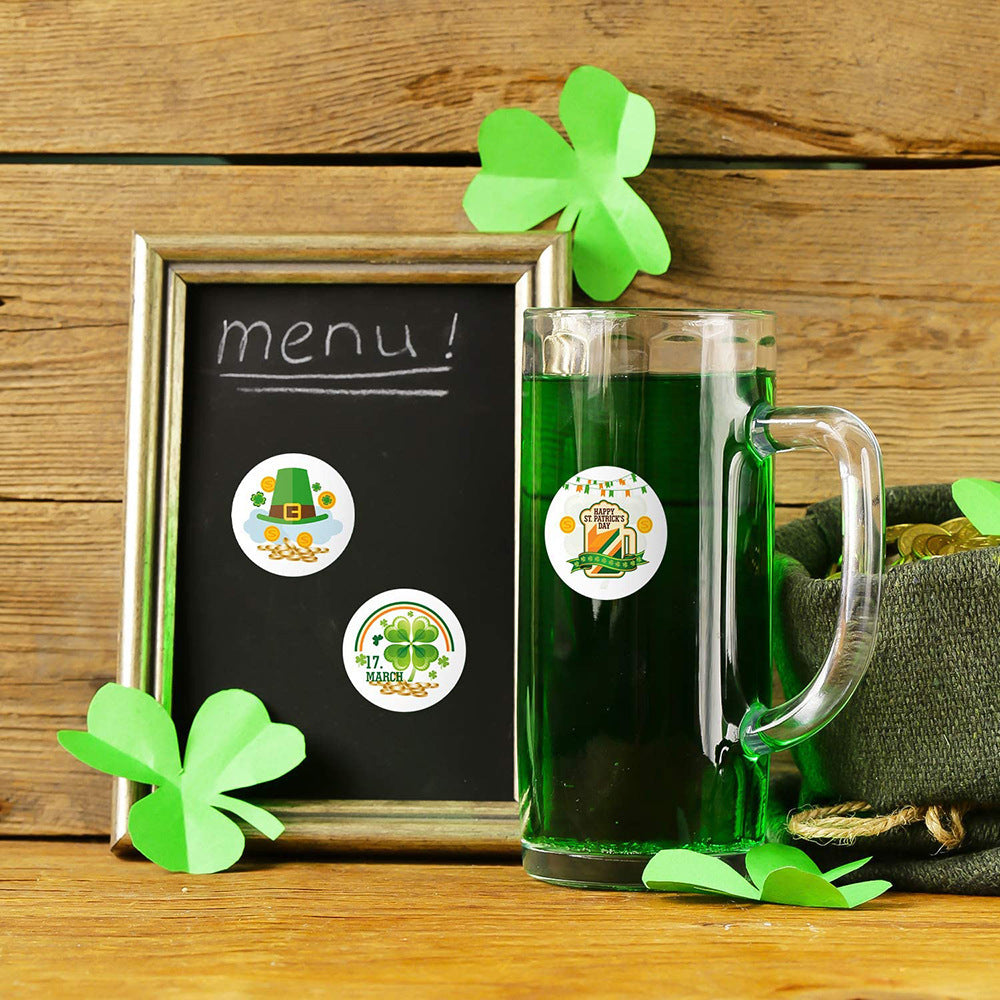 Lucky Four-Leaf Clover Sticker Roll - 500 Leprechaun Trap Sealing Stickers