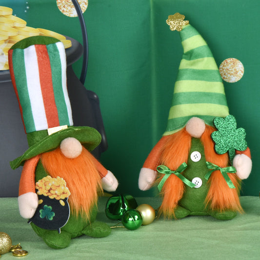 Irish Striped Faceless Gnome Doll - St. Patrick's Day Leprechaun Decoration
