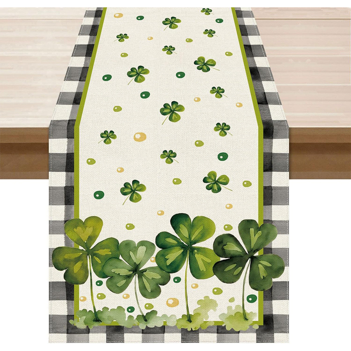 Lucky Four-Leaf Clover Table Runner - St. Patrick's Day Tablecloth Decoration