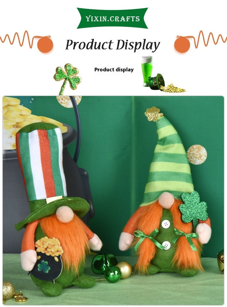 Irish Striped Faceless Gnome Doll - St. Patrick's Day Leprechaun Decoration