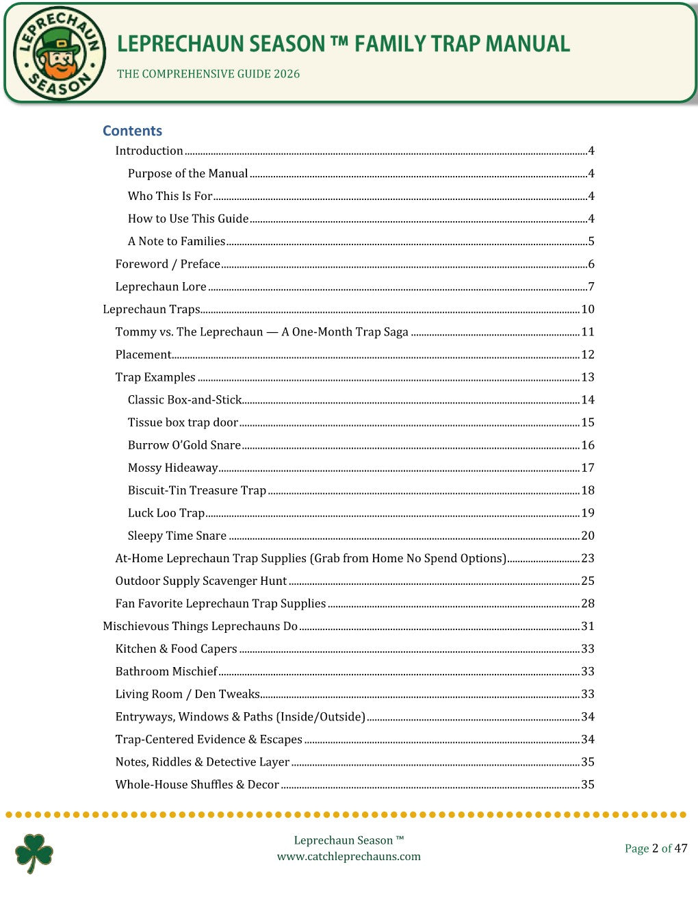 Leprechaun Season Family Trap Manual - Comprehensive PDF Guide