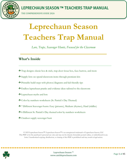 Classroom Leprechaun Trap Manual - Teacher's Complete Guide with Activities