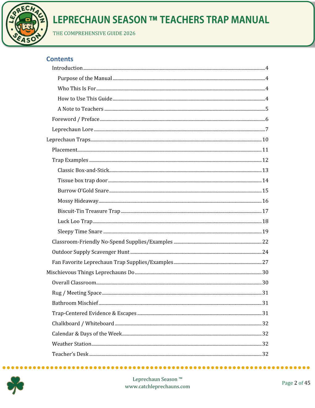 Classroom Leprechaun Trap Manual - Teacher's Complete Guide with Activities