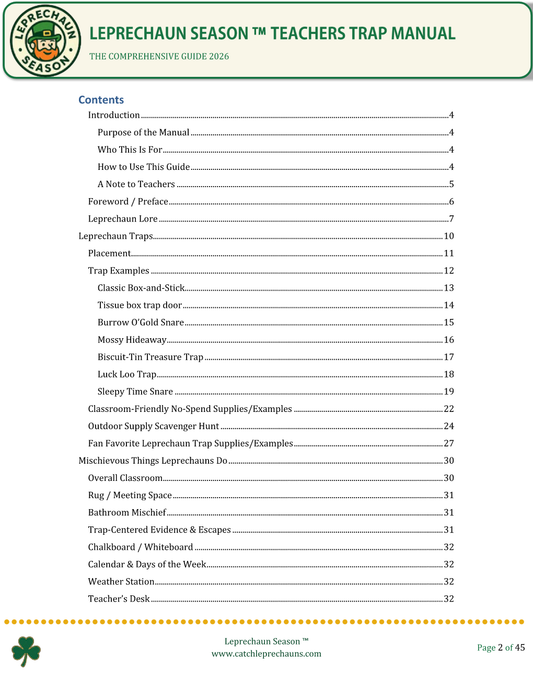 Classroom Leprechaun Trap Manual - Teacher's Complete Guide with Activities