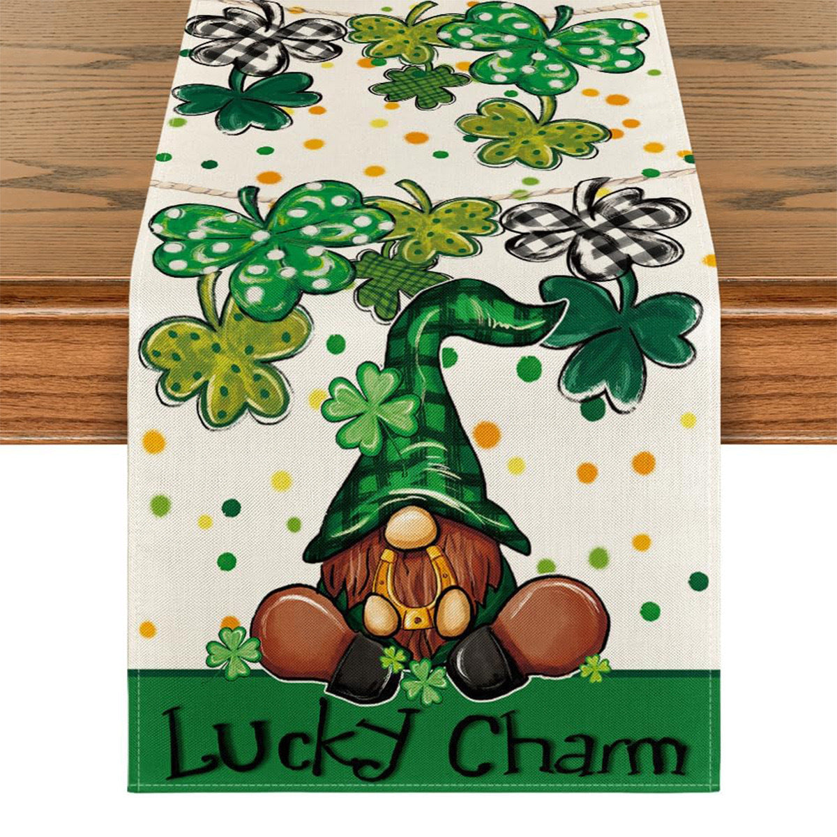 Lucky Four-Leaf Clover Table Runner - St. Patrick's Day Tablecloth Decoration