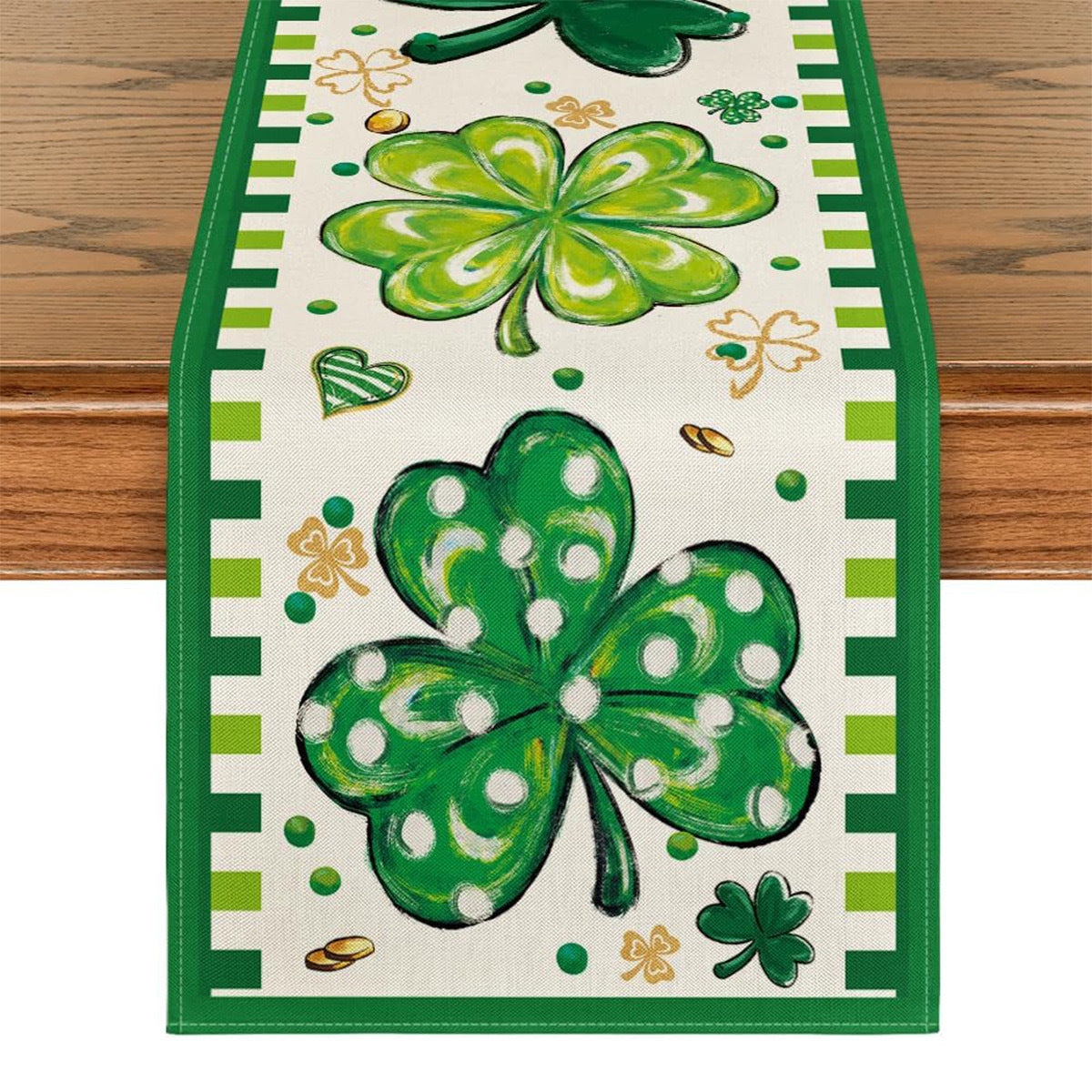 Lucky Four-Leaf Clover Table Runner - St. Patrick's Day Tablecloth Decoration
