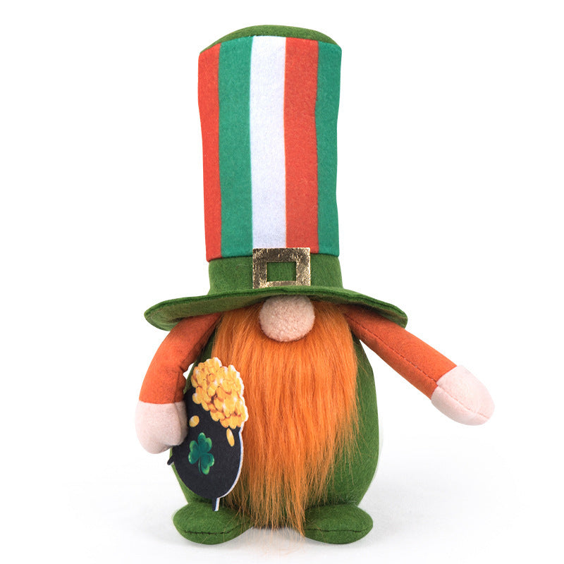 Irish Striped Faceless Gnome Doll - St. Patrick's Day Leprechaun Decoration