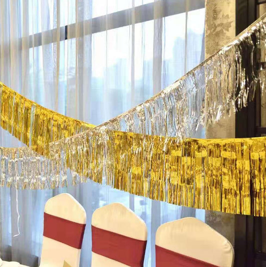 Tinsel Curtain Tassel Latte Art Banner Hanging Flag Props Ribbon