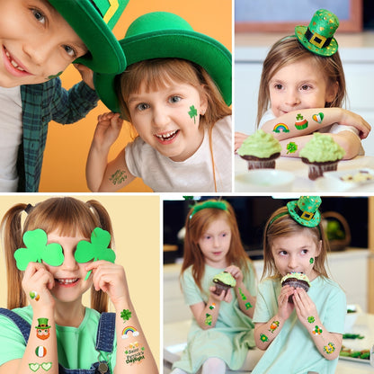 Kids St. Patrick's Day Temporary Tattoos - Fun Irish Cartoon Party Stickers