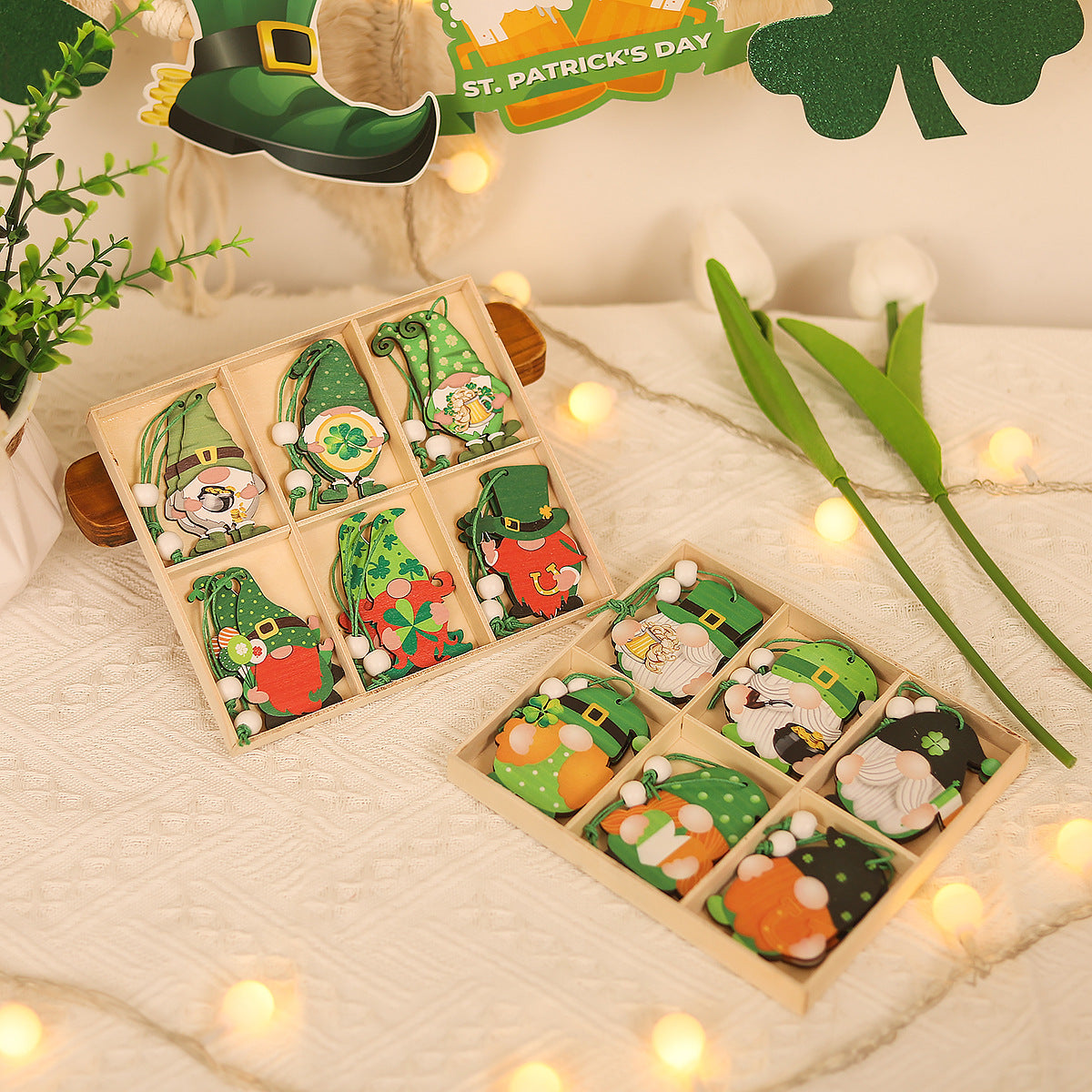 Wooden Leprechaun Hanging Decorations - Irish Festival St. Patrick's Day Ornaments