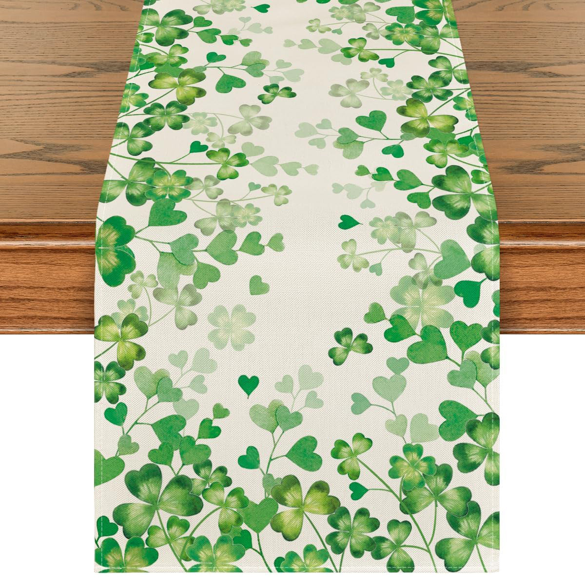Lucky Four-Leaf Clover Table Runner - St. Patrick's Day Tablecloth Decoration
