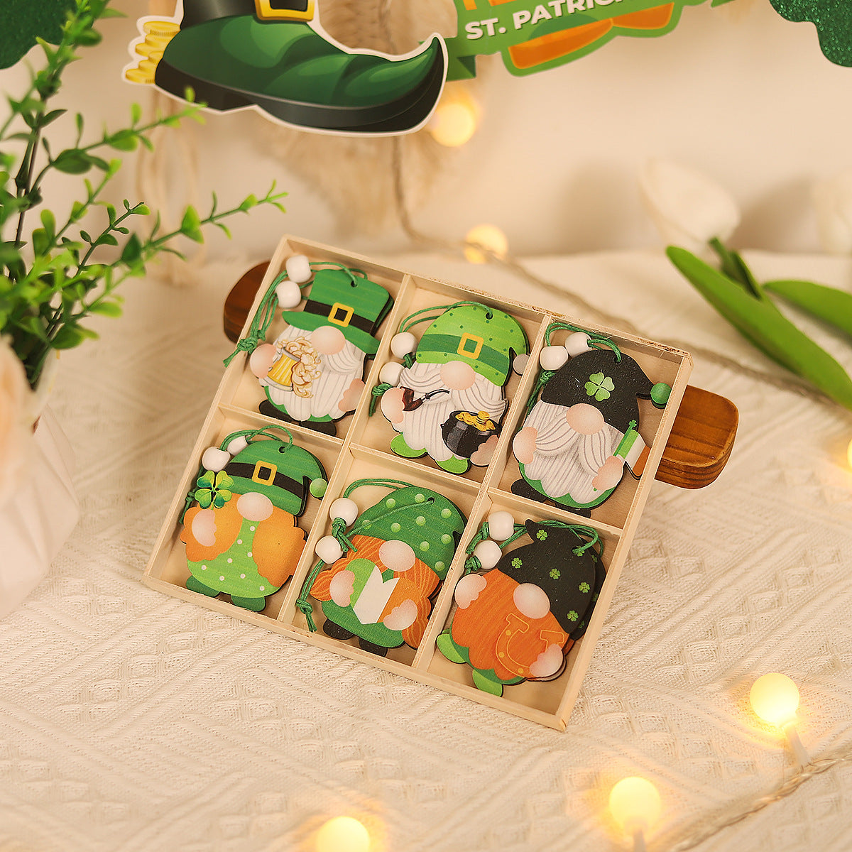 Wooden Leprechaun Hanging Decorations - Irish Festival St. Patrick's Day Ornaments