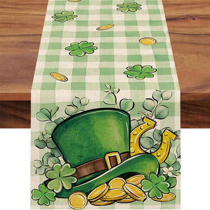 Lucky Four-Leaf Clover Table Runner - St. Patrick's Day Tablecloth Decoration