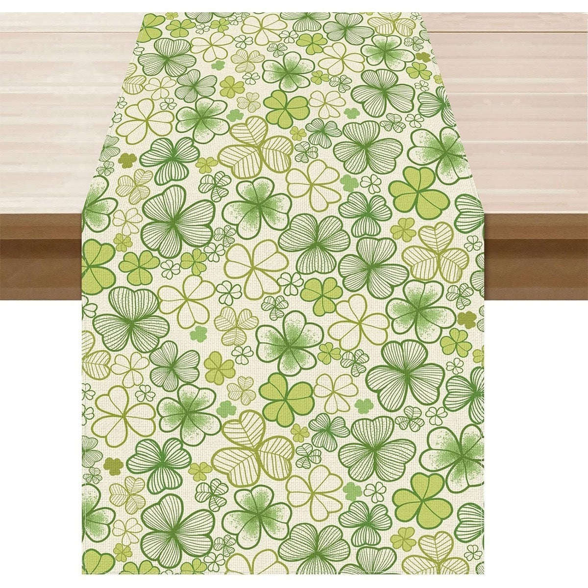 Lucky Four-Leaf Clover Table Runner - St. Patrick's Day Tablecloth Decoration