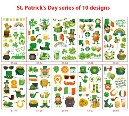 Kids St. Patrick's Day Temporary Tattoos - Fun Irish Cartoon Party Stickers