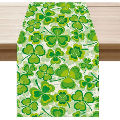 Lucky Four-Leaf Clover Table Runner - St. Patrick's Day Tablecloth Decoration