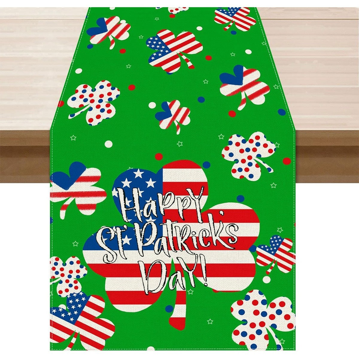 Lucky Four-Leaf Clover Table Runner - St. Patrick's Day Tablecloth Decoration