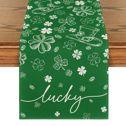 Lucky Four-Leaf Clover Table Runner - St. Patrick's Day Tablecloth Decoration
