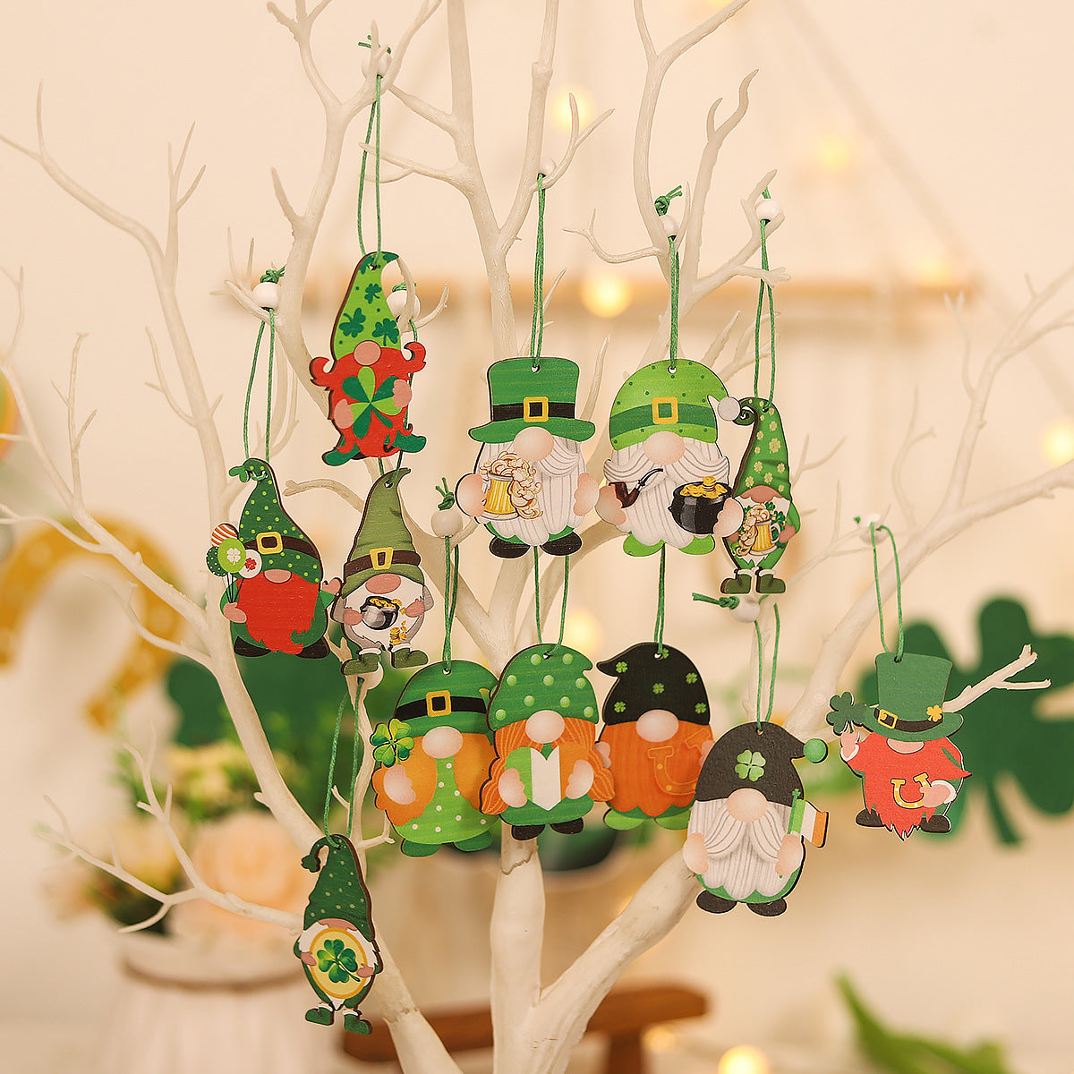 Wooden Leprechaun Hanging Decorations - Irish Festival St. Patrick's Day Ornaments