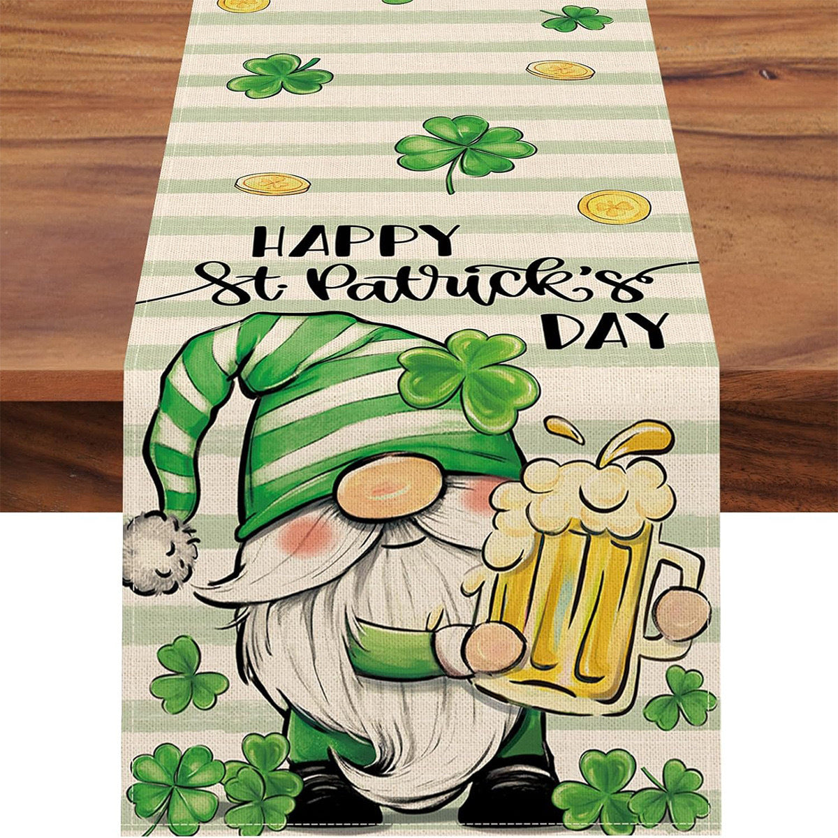 Lucky Four-Leaf Clover Table Runner - St. Patrick's Day Tablecloth Decoration